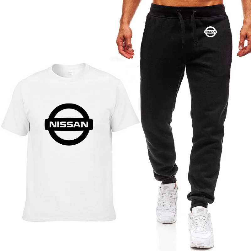 

Fashion Summer Men T Shirts Nissan Car Logo Print HipHop Casual Cotton Short Sleeve high quality T-shirt pants suit Men Clothing