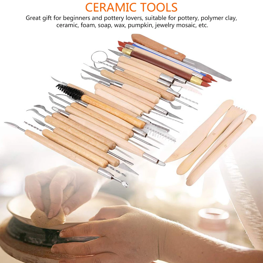 

30pcs DIY Clay Sculpting Kit Sculpt Smoothing Wax Carving Pottery Ceramic Tools Polymer Shapers Modeling Carved Tool