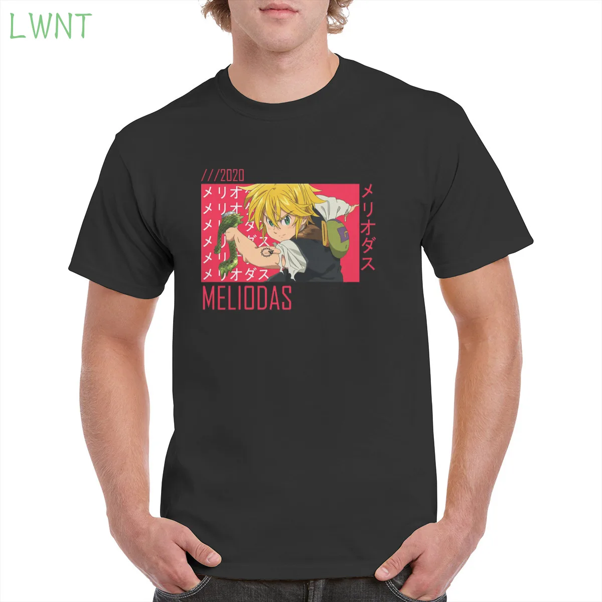 

Seven Deadly Sins MELIODAS anime aesthetic 100% Cotton T shirt Top Harajuku Aesthetic T-shirt Oversized clothes Female/Man