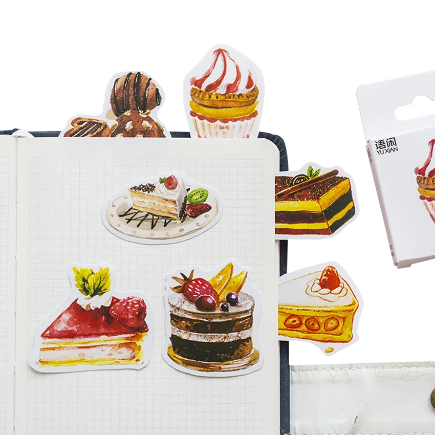 

50pcs/pack Sweet Cake Series Paper Adhesive Scrapbook Sticker Set DIY Decorative Diary Stationery Sticky Bookmark Label