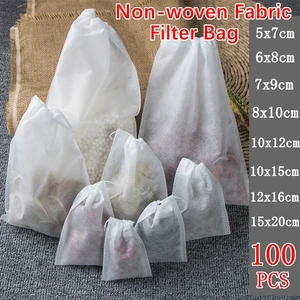 Food Grade Non-woven Fabric Tea Bags 100pcs Tea Filter Bags for Spice Tea Infuser with String Heal Seal Spice Filters Teabags
