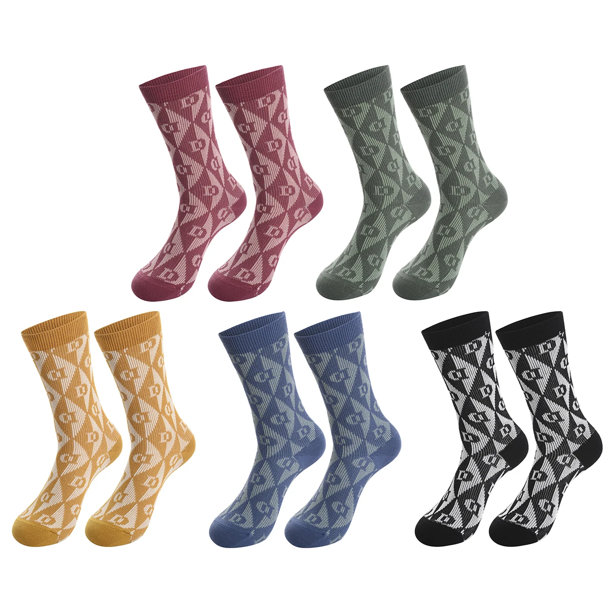 5 pairs Men's and women's socks solid color casual socks hip-hop sports socks men and women's socks woolen socks thigh-high