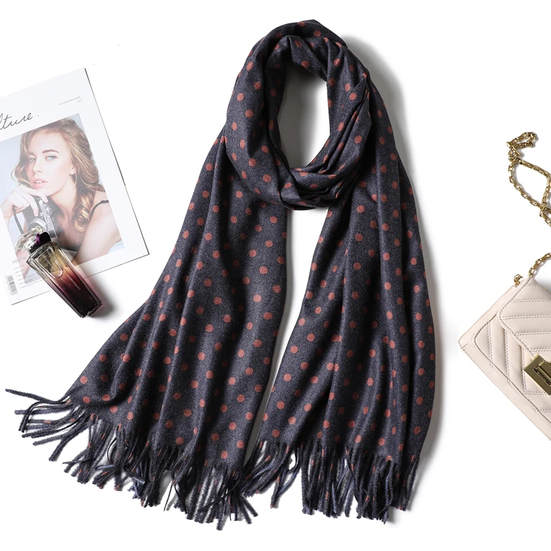 2018 новые зимние женские шарф фьюжн в горошек Размер теплые кашемировые шарфы для