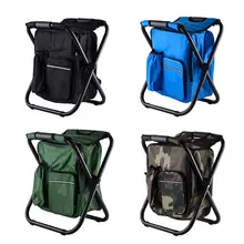 Outdoor Folding Camping Fishing Chair Stool Portable Backpack Cooler Insulated Picnic Bag Hiking Seat Table Bag