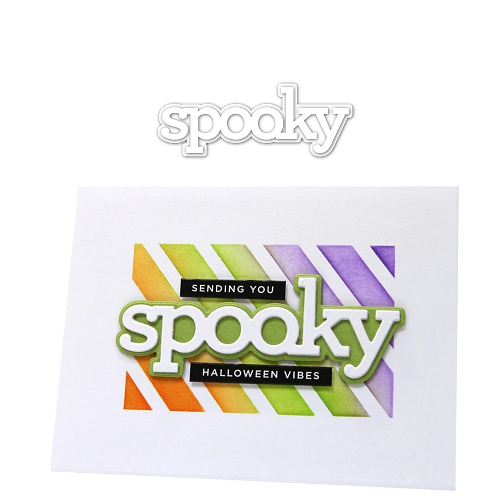 

2021 New Metal Cutting Dies Spooky Letters Words Craft for Scrapbooking Handmade Knife Mould Blade Punch Stencils Dies Cut Model