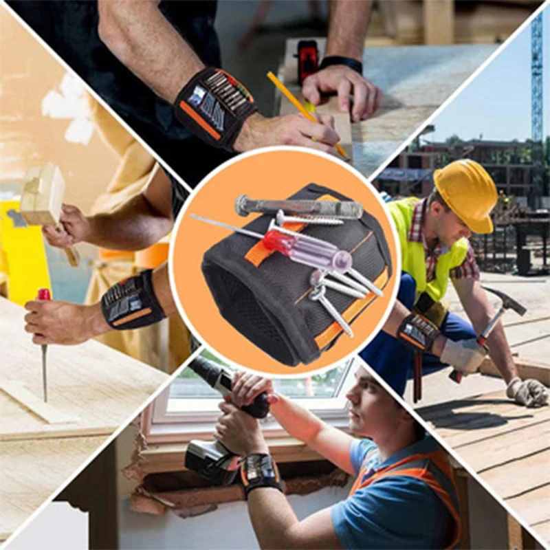 Strong Magnetic Wristband Portable Tool Bag For Screw Nail Nut Bolt Drill Bit Repair Kit Organizer Storage | Инструменты