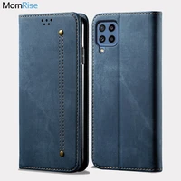 denim leather wallet cases for samsung galaxy m32 case magnetic book closure flip cover for samsung m32 card holder fundas