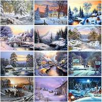 diy winter snow scenic 5d diamond painting full square drill landscape embroidery home decor gift cross stitch kit wall art