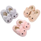 Детские плюшевые тапочки в виде кролика для малышей, мягкая зимняя теплая обувь для дома и спальни, нескользящая обувь для первых шагов, обувь для мальчиков и девочек