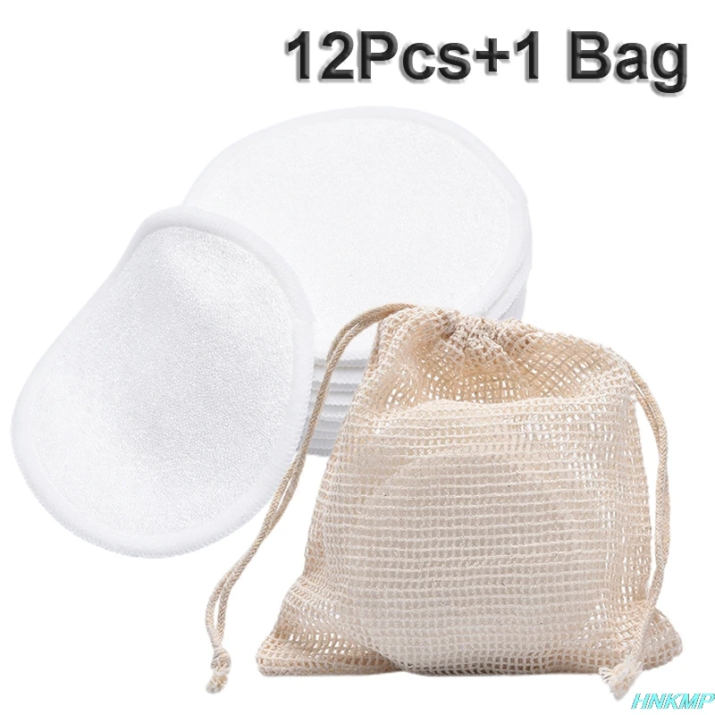 

Reusable bamboo makeup remover pads 12pcs/pack washable rounds cleansing facial cotton make up removal pads tool beauty