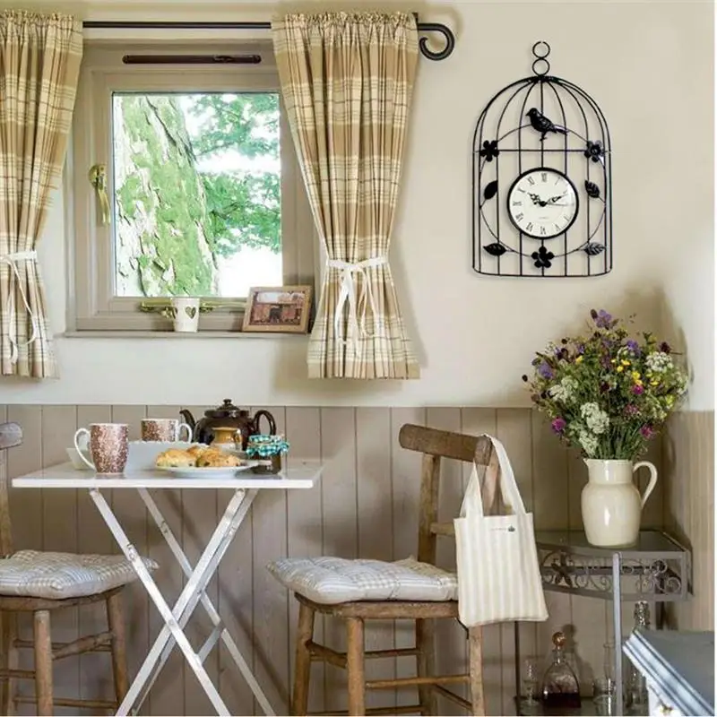 1 шт. железные настенные часы в виде птичьей клетки ретро римские цифровые