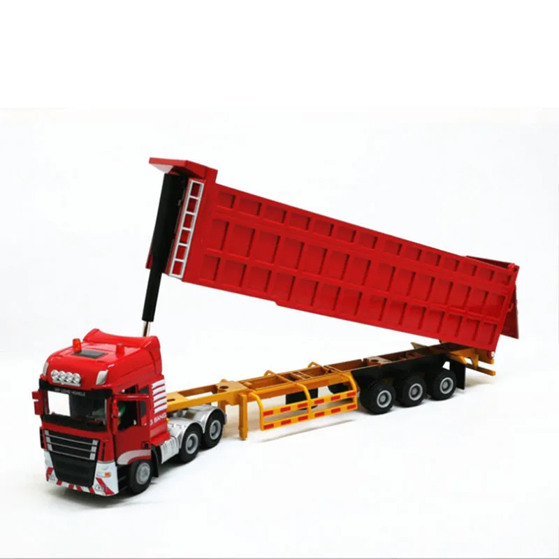 1:50 Alloy Metal Truck Trailer Container High Simulation Diecast Model Engineering Vehicle Toy Gifts For Kids collection | Игрушки и