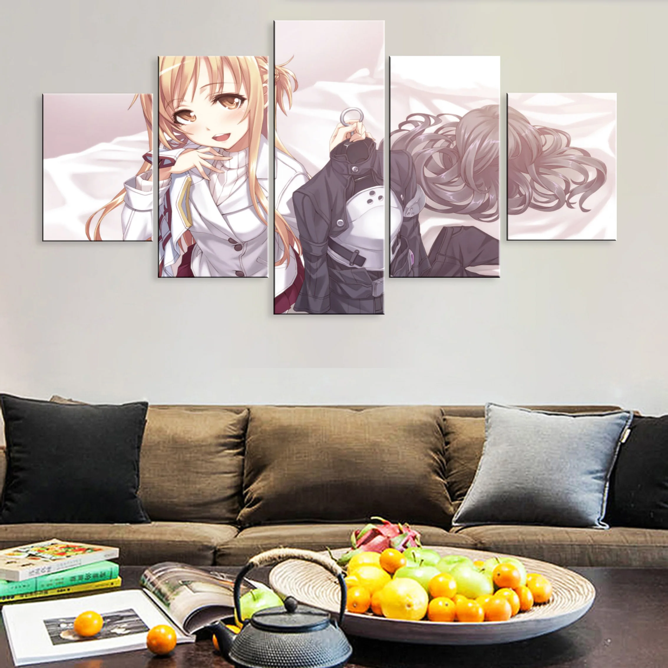 

Framework Hd Home Decoration Pictures 5 Pieces Poster Canvas Paintings Decor Anime Sword Art Online Asuna
