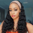 Глубокая волна парик с головной повязкой человеческих волос парики для чернокожих женщин AIRCABIN бразильский машина сделала волосы Remy натуральный Цвет 130% плотность