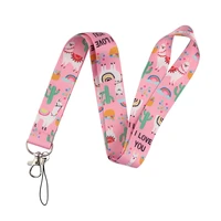 cute alpaca neck strap lanyards id badge card holder keychain mobile phone strap gift ribbon webbing necklace
