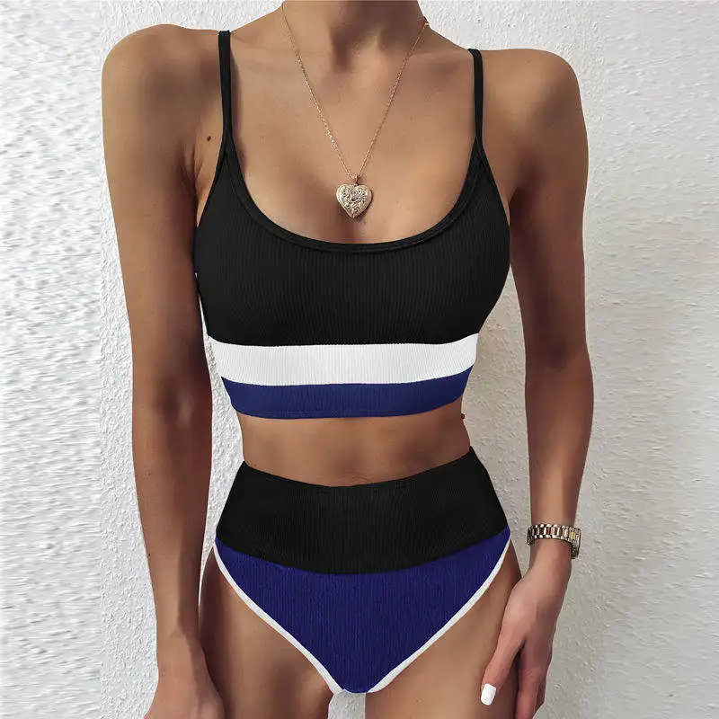 Купальник из двух частей с высокой талией женский купальный костюм большого