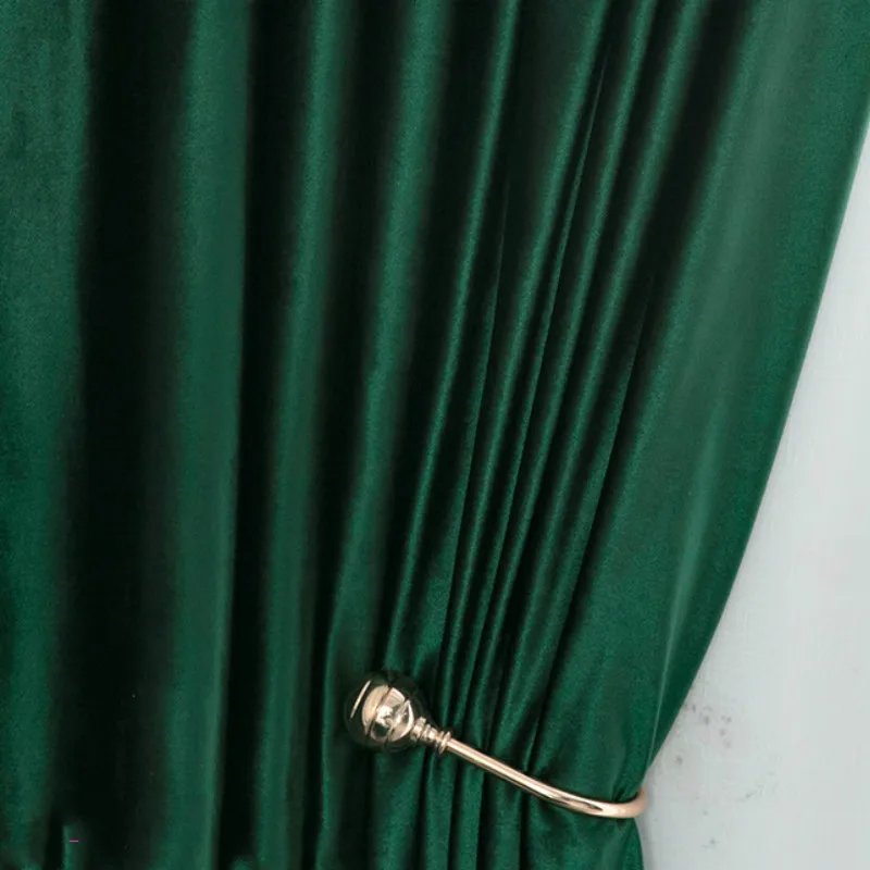 Американская винтажная бархатная однотонная темно-зеленая оконная занавеска s