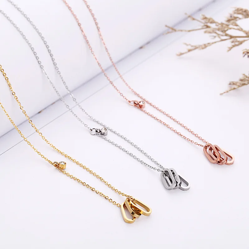 

CSHOU50 ожерелье из титановой стали, розовое золото, Женская цепочка для ключиц, кулон, ювелирные изделия