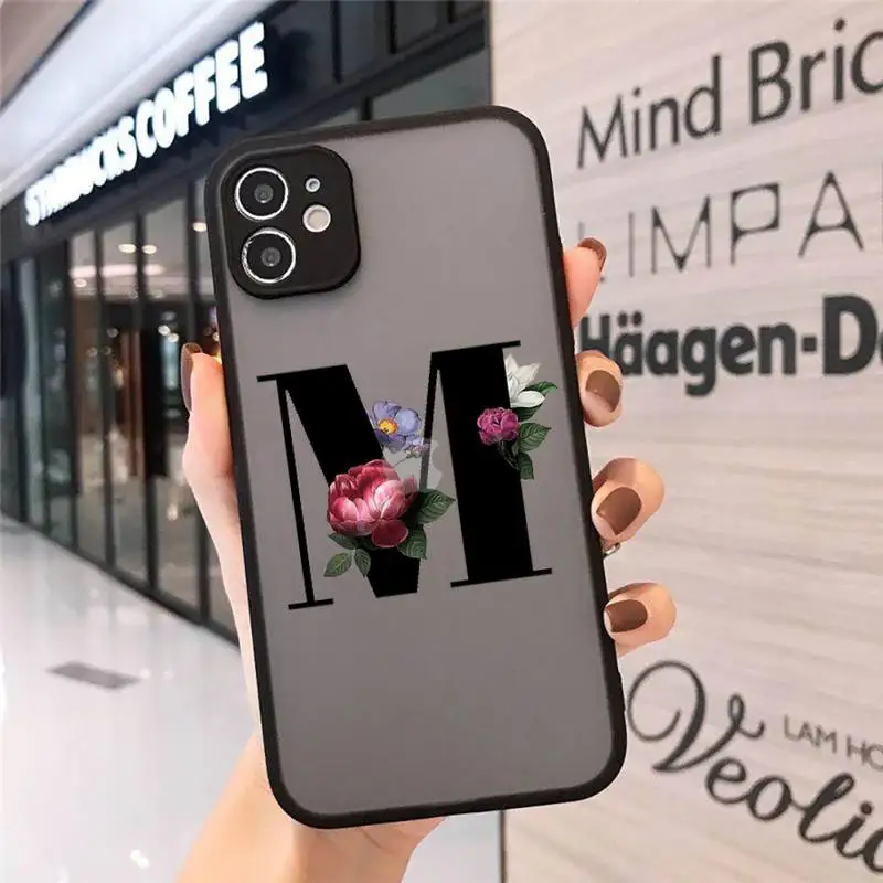 

Letter Floral Fundas Phone Case matte transparent For iphone 7 8 11 12 plus mini x xs xr pro max cover