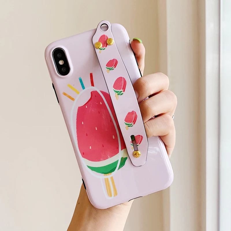 GYKZ Забавный арбузный мороженое чехол на запястье для iPhone 6 6s X XS MAX XR 7 8 Plus Мягкий