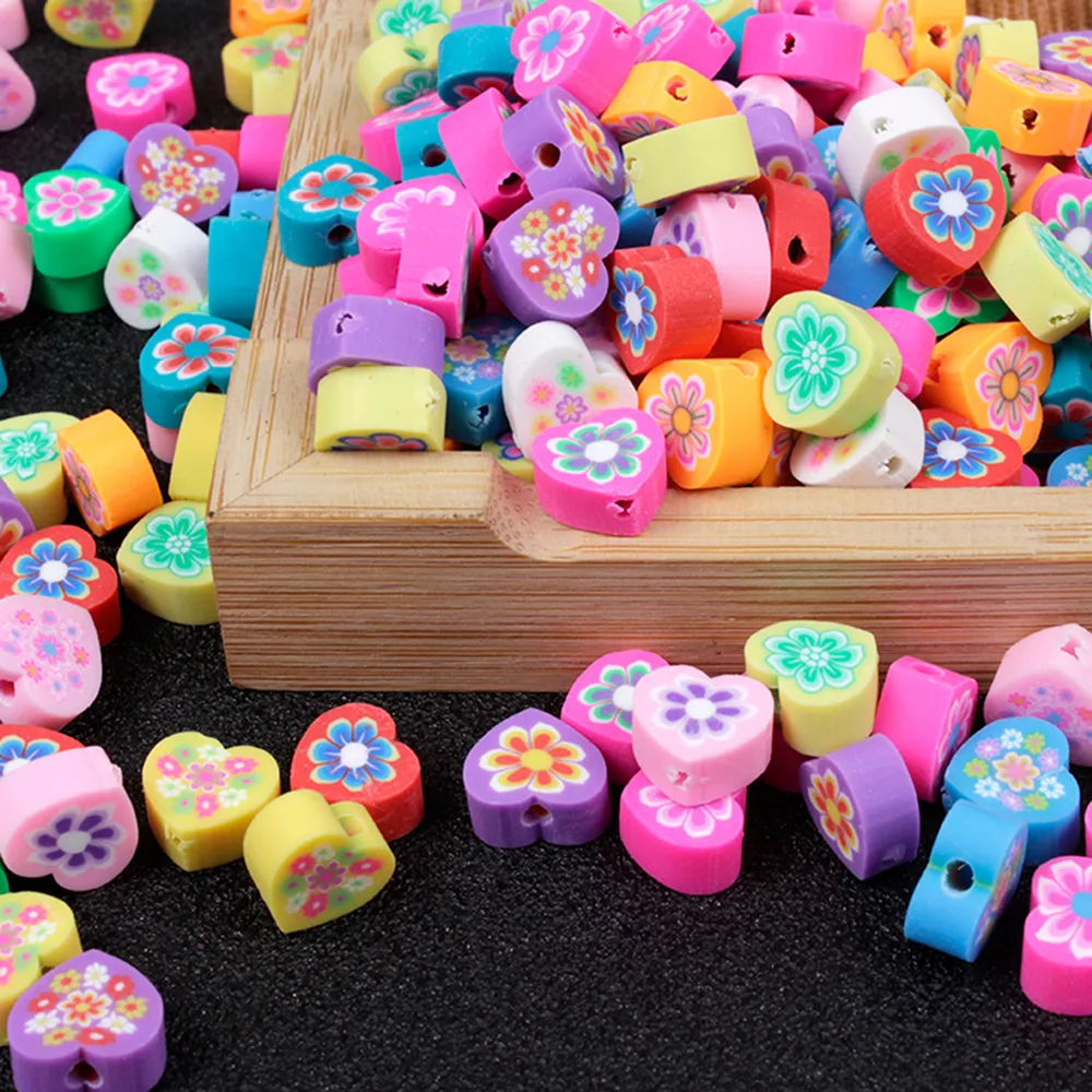 30/50/100 шт фрукты/смайлик Полимерная глина бусины смешанные цвета глиняные