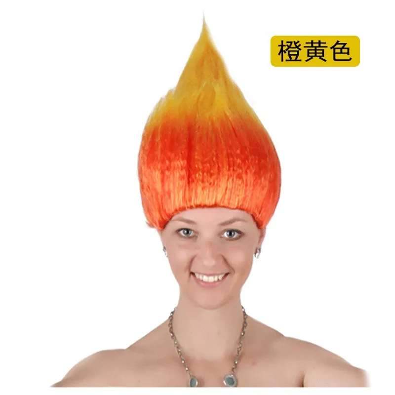 Carnival Women Wig Red Flame Flaming Hair Hat Birthday Party Funny Cosplay Hats Headwear Headgear Headdress For Festival images - 6