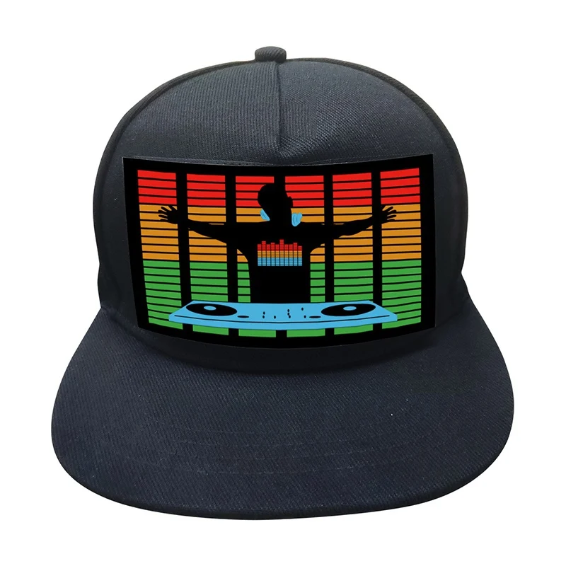 

Unisex Light Up Sound Activated Baseball Cap DJ LED Flashing Hat With Detachable Screen For Party Cosplay Masquerade