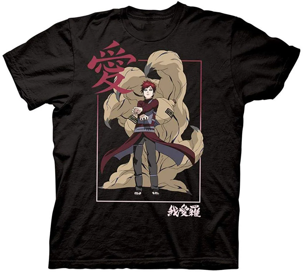 Наруто Shippuden Gaara Kanji обрамленная взрослая Футболка мужская женская одежда больших