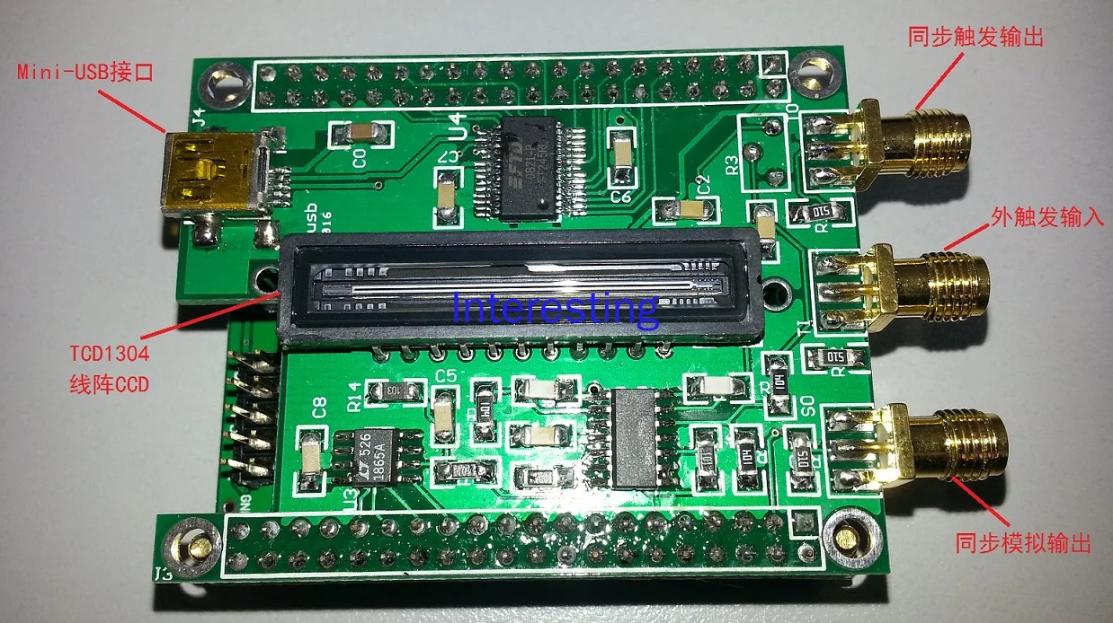 

High-resolution USB Linear CCD (TCD1304, Integration Time 1ms-100ms Adjustable