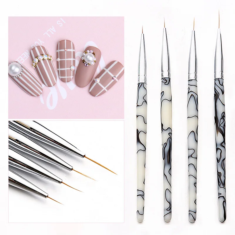 4 шт./набор кистей для ногтей УФ-гель лайнер рисования кисть ручка акриловая