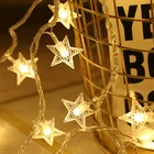 220VUSB работает Star гирлянды светодиодные гирлянды на Рождество, праздничное украшение для вечеринки, свадьбы фонари работают гирляндой