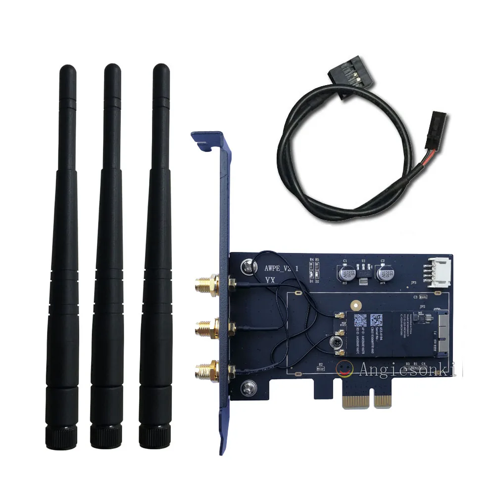 

Двухдиапазонный 867 Мбит/с BCM94360CS/BCM94360CSAX WiFi + Bluetooth 4,0 ПК настольный PCI E 1X WLAN карта + 3 шт. 3 дБ для Win7 Win8 Linux