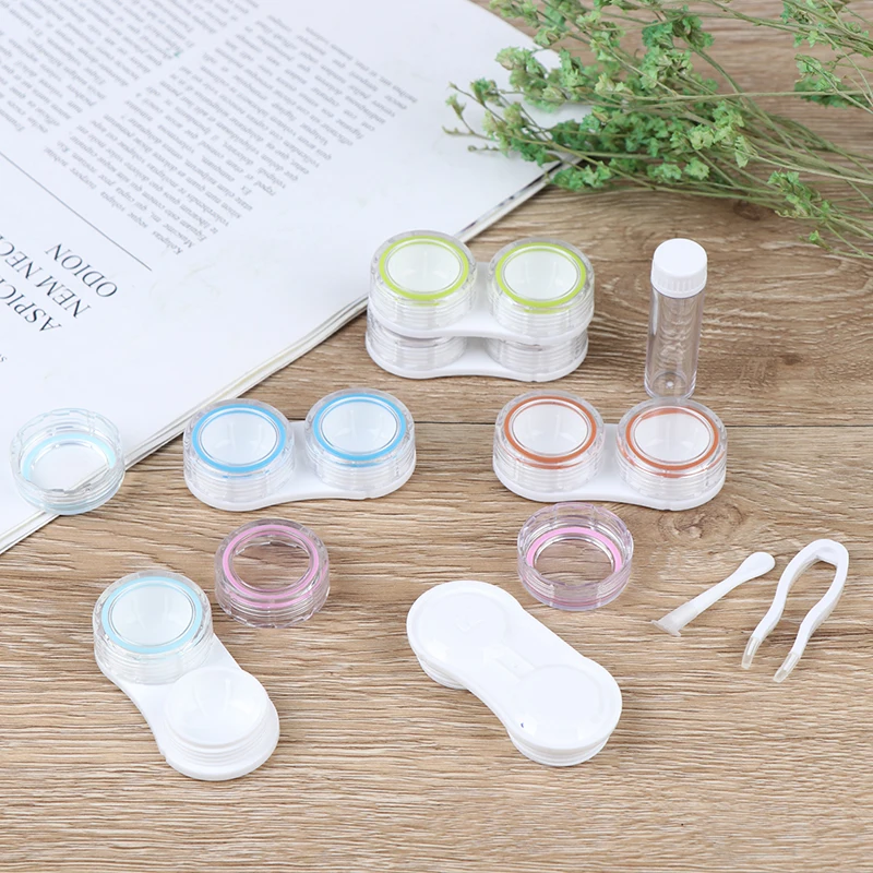 

1 Set 6 Boxes Simple Transparent Leakproof Portable Storage Eye Care Kit Organizer Container Unisex Contact Lens Case Box