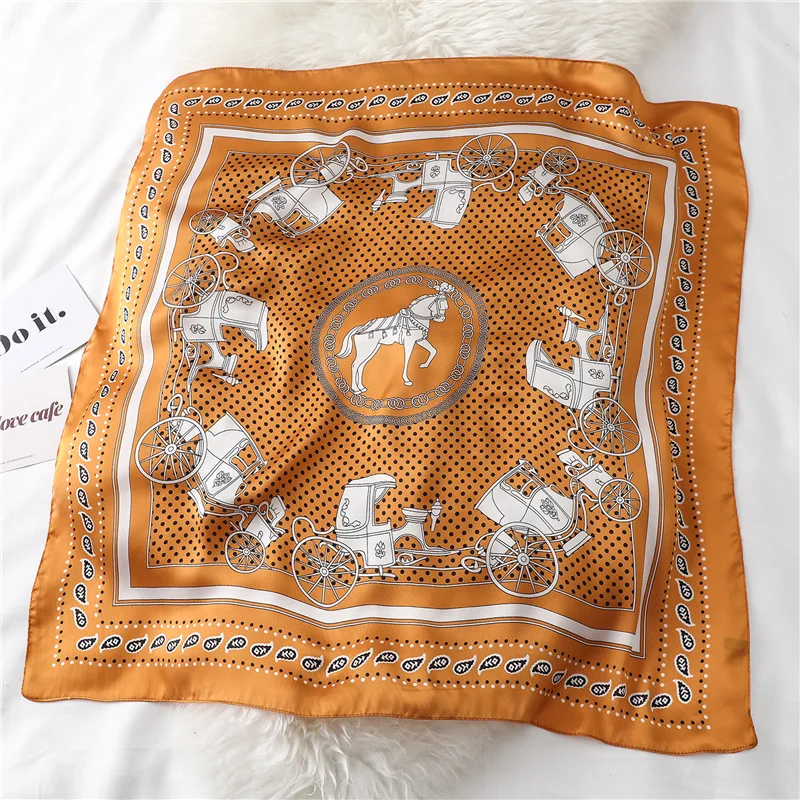

2021 Women Handkerchief Carriage Silk Scarf for Hair Small Shawls Wraps Headband Office Ladies Square Neck Scarf Foulard 70*70cm