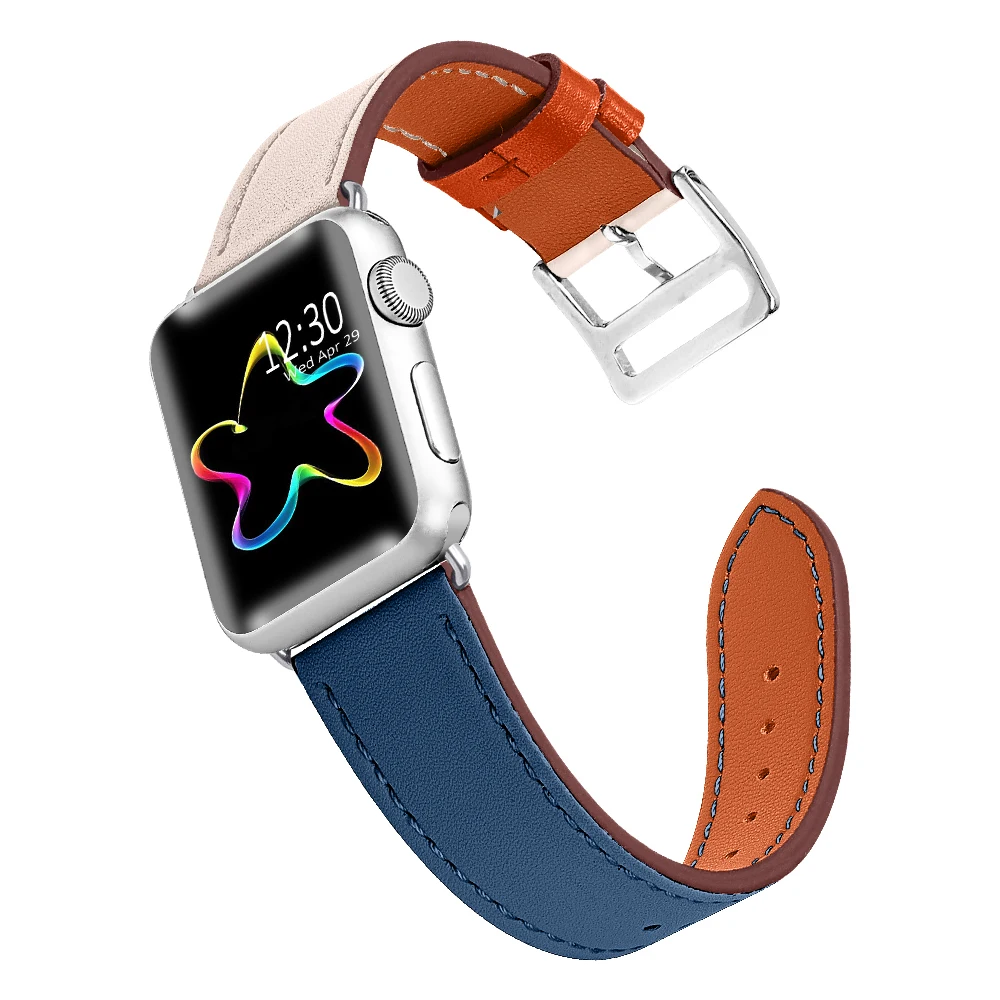 Joyozy Модный Цветной ремешок для умных часов apple watch 38 мм 40 мм 42 мм 44 мм кожаный ремешок для apple series 1/2/3/4/5
