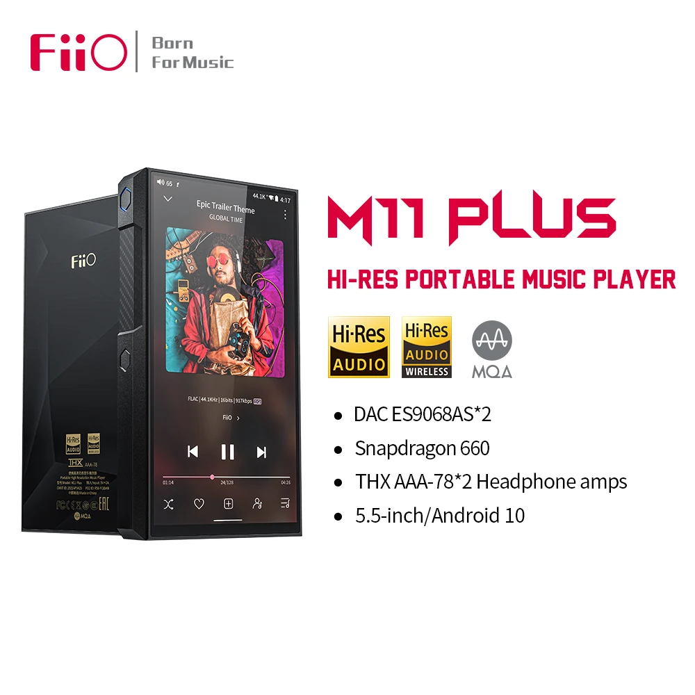 Музыкальный плеер FiiO M11 Plus, MP3, Hi-Res, Android 10/MQA/Bluetooth 5,0, 5,5 дюйма, 64 ГБ, Snapdragon 660 с двумя ES9068AS