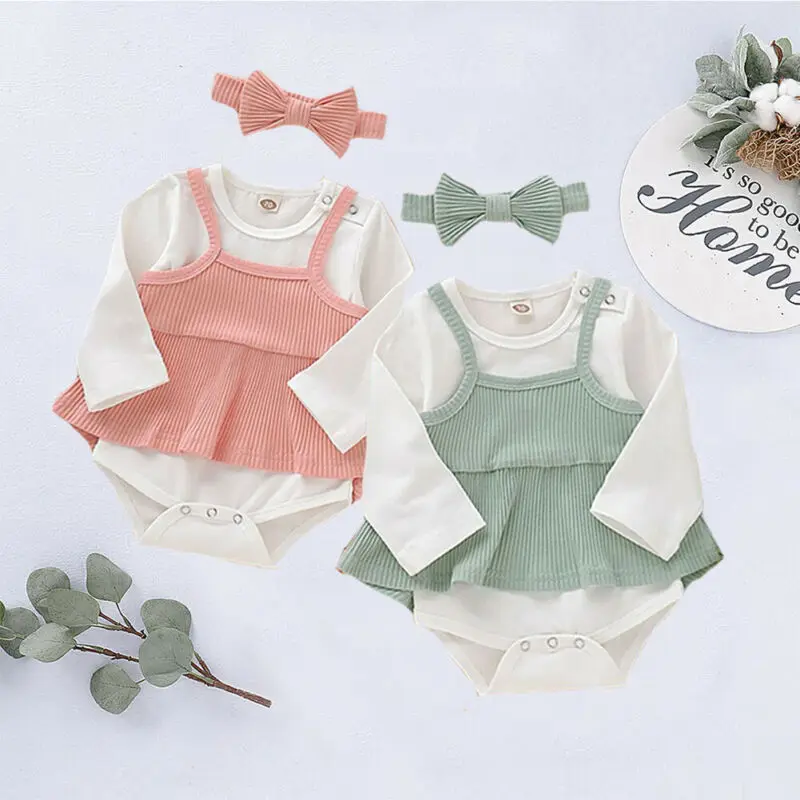 В наличии в США милая Одежда для новорожденных девочек из 3 предметов комбинезон