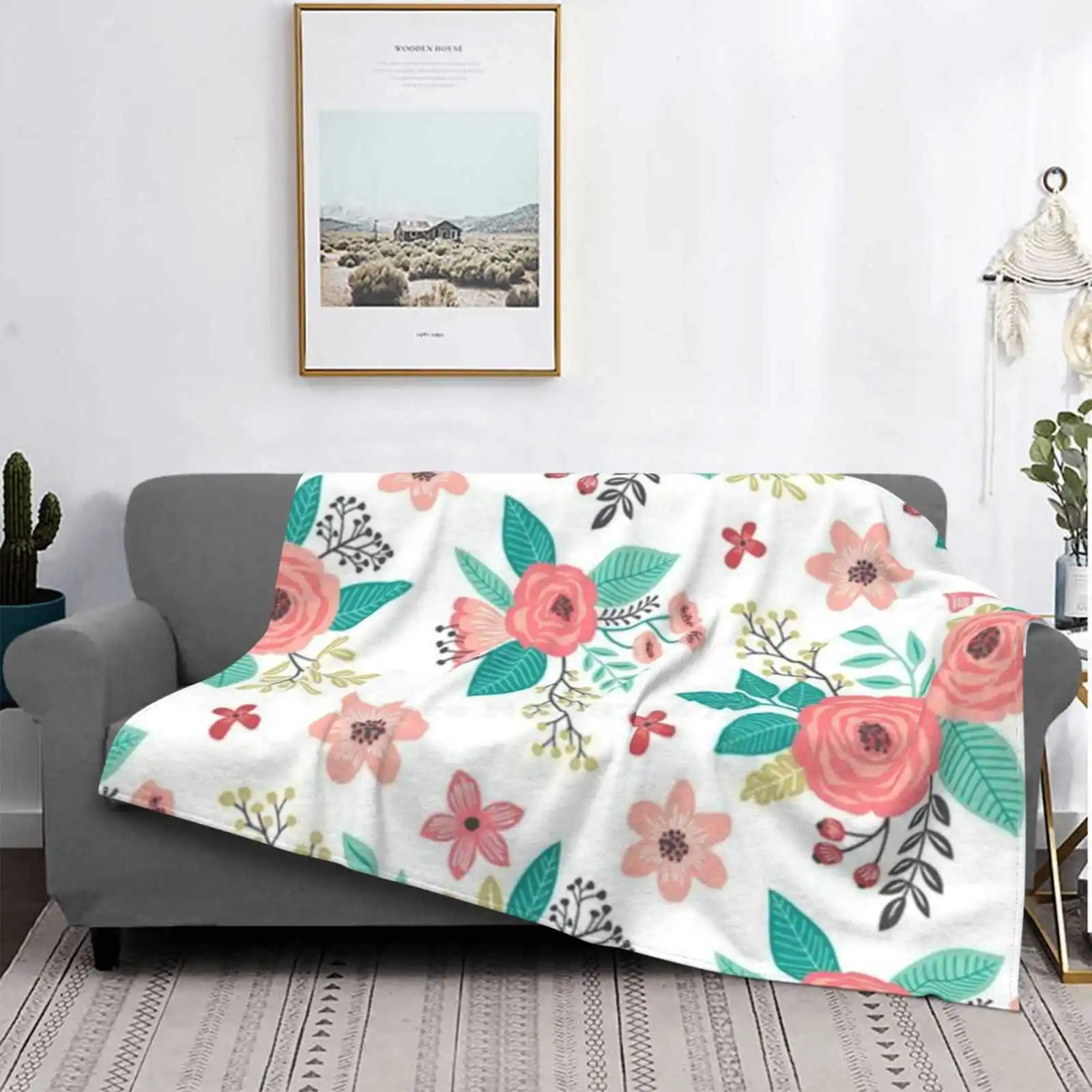 

Manta fina y ligera con diseño Floral para mujer, cobija con diseño de flores, supersuave, Vintage, rosa, elegante y desgastado