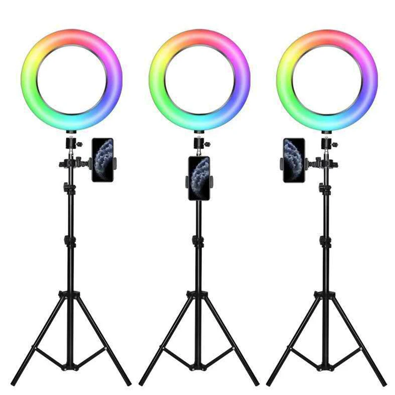 

26cm 10inch RGB LED Selfie Ring Light Dimmable LED Ring Lamp Photo Video Camera Phone Led Fill Light For Live YouTube Aro De Luz
