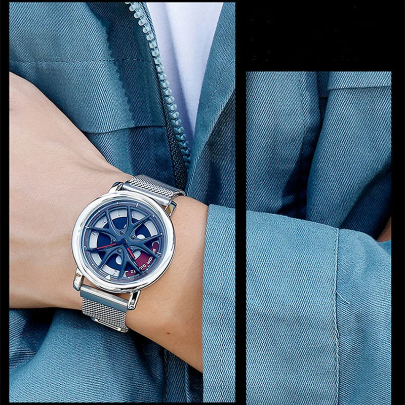 

Car Tire Shape Rotating Watch Men's Trend Fashion Cool Men's Watches Personality 360-degree Rotating Handsome Quartz Watch Men