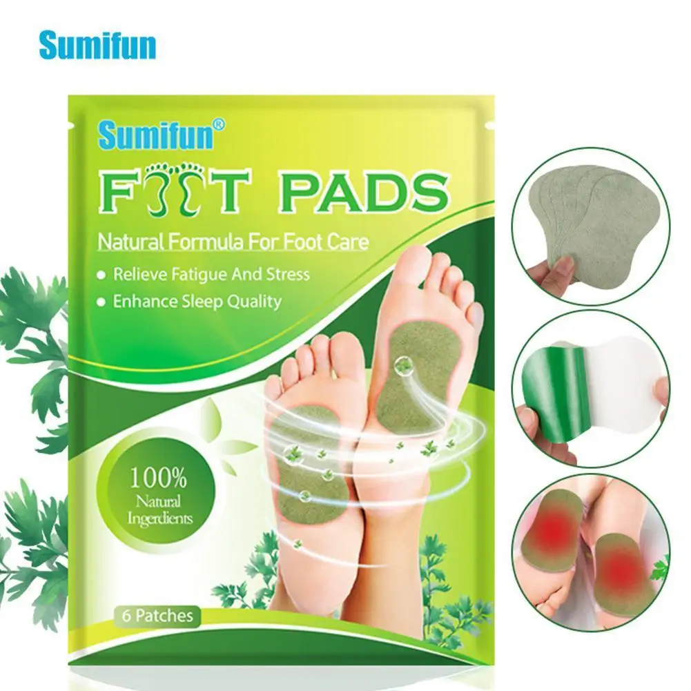 

6Pcs Sumifun Wormwood Detox Foot Patch Slimming Pad Help Sleeping Relieving Anxiety Stress Body Massage Herbal Medical Plaster