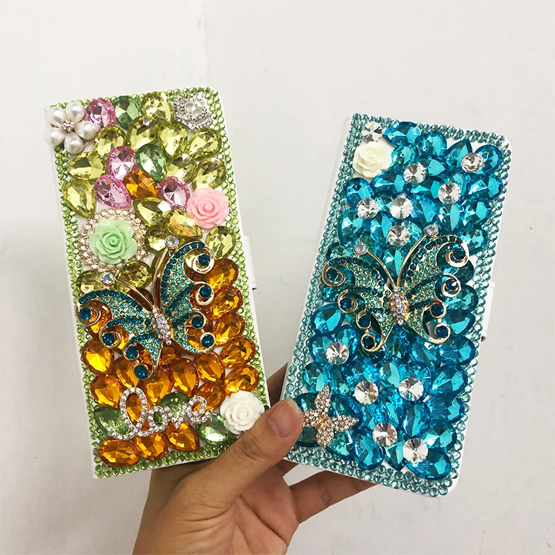 

Wallet case butterfly PU Leather flowers diamond card stand cover for iphone 12 mini 6 6S Plus 7 8 X Xr XS 11Pro SE shell