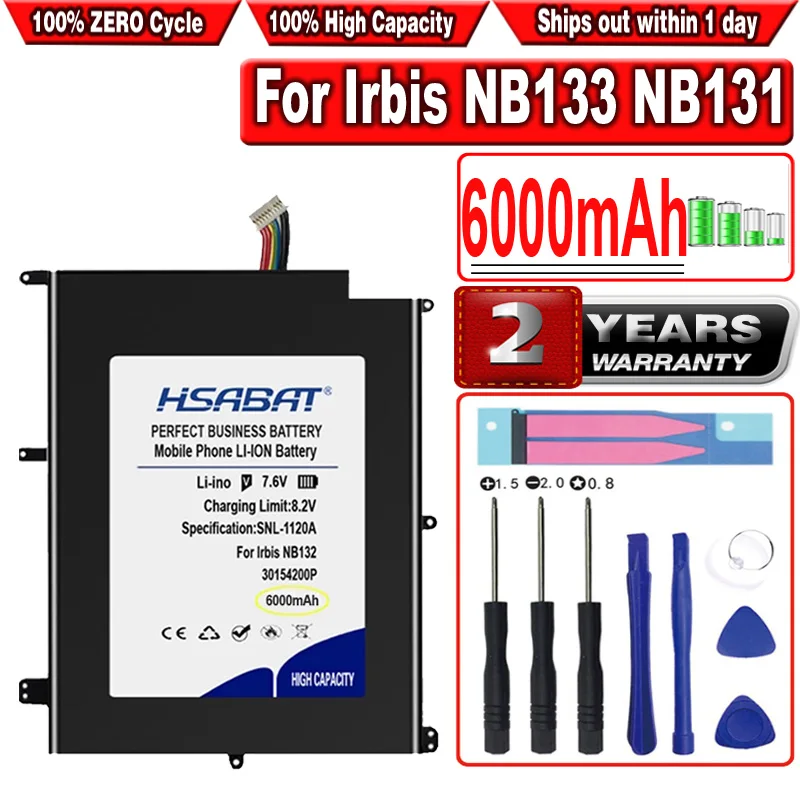 

Аккумулятор HSABAT 6000 мА · ч, 30154200P, для Irbis NB133, NB131
