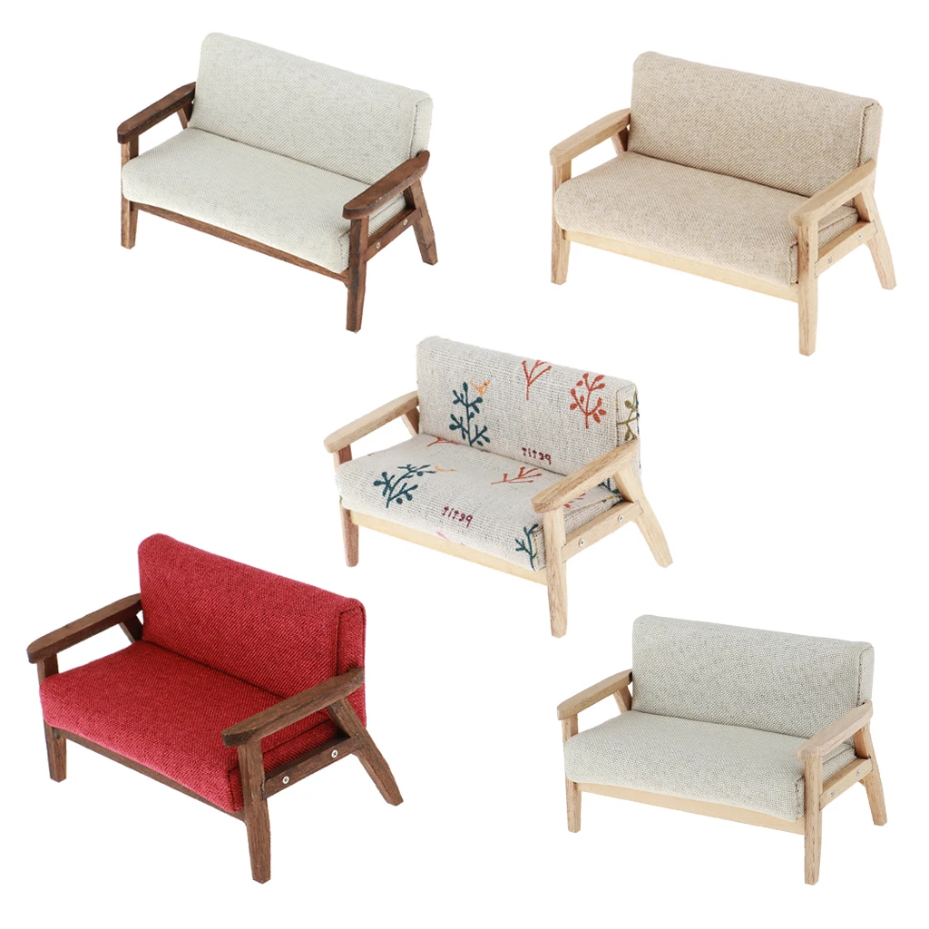 Кукольный домик Миниатюрный диван сплошной Цвет Мягкая Loveseat кушетка для 1/12 весы кукольные украшения для дома