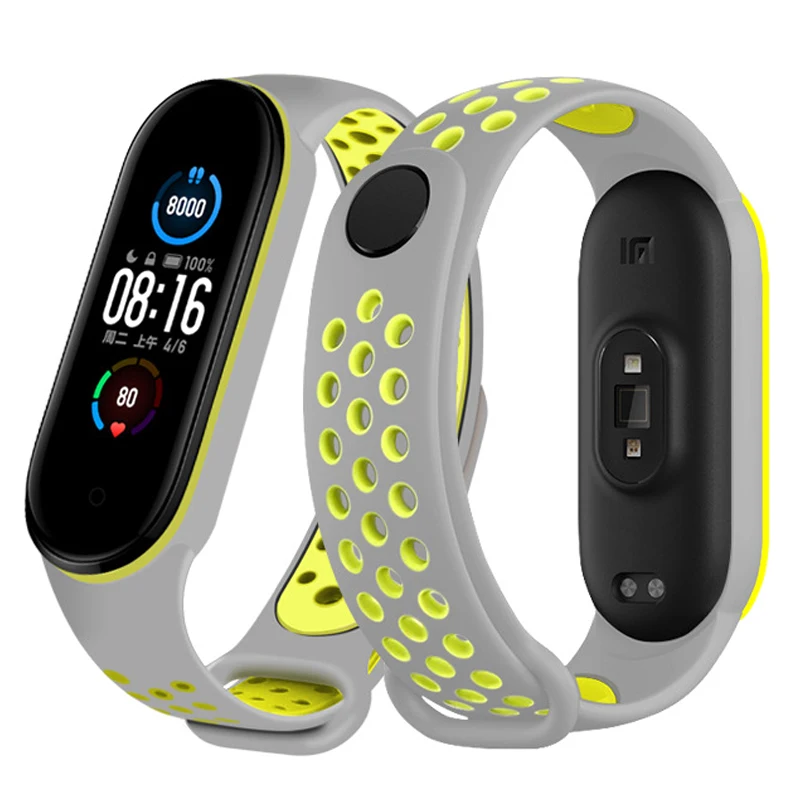Ремешок сменный двухцветный для Xiaomi Mi Band 6 5 4 3 дышащий с защитой от пота