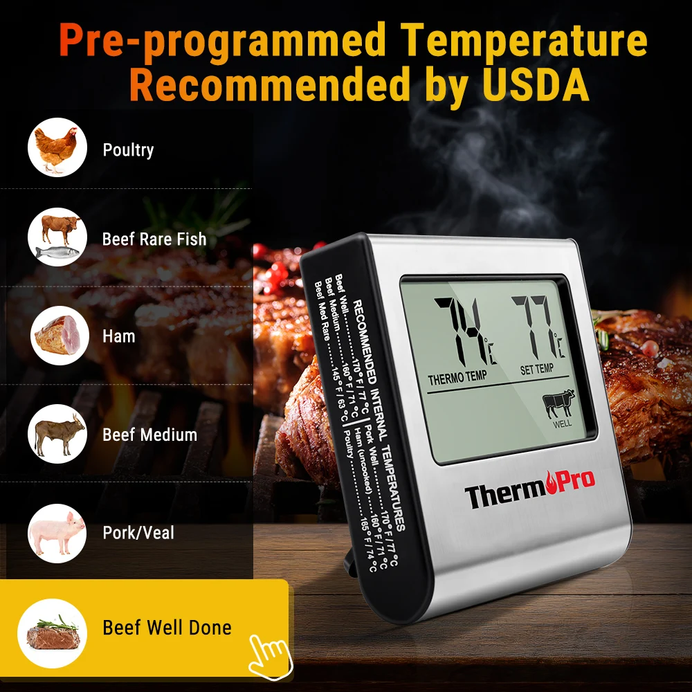 Цифровой термометр Thermopro TP16 с ЖК дисплеем для приготовления пищи барбекю мяса