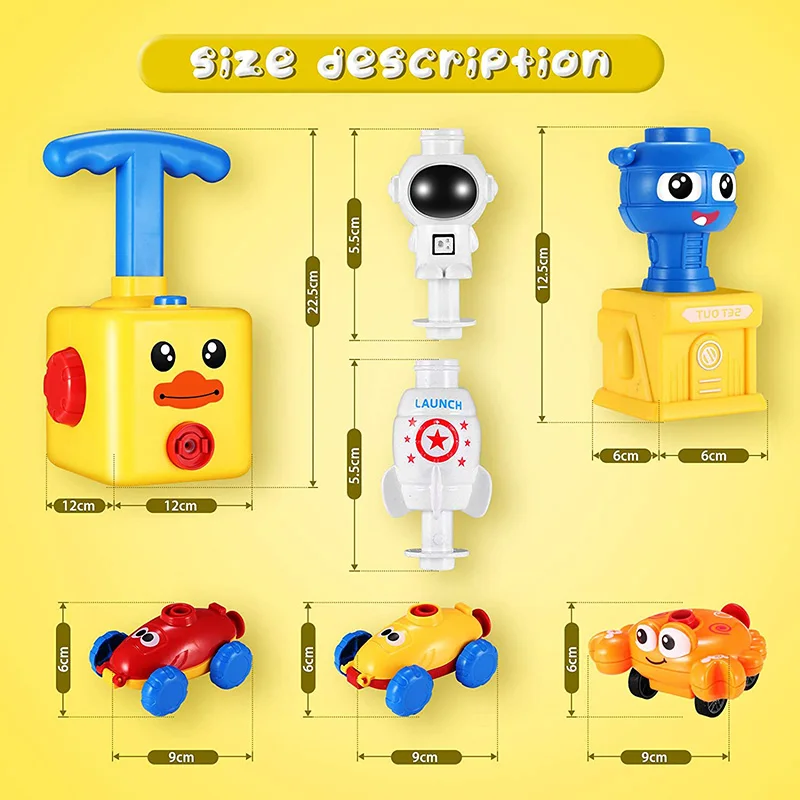 

JINLETONG Balloon Powered Cars Educational Cartoons Toy Supplies Educational and Fun Early Childhood for Children Puzzle Gift