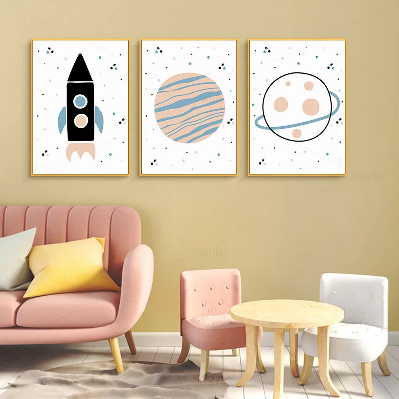 Космический корабль планета печати исследовать тема плакат живопись на холсте