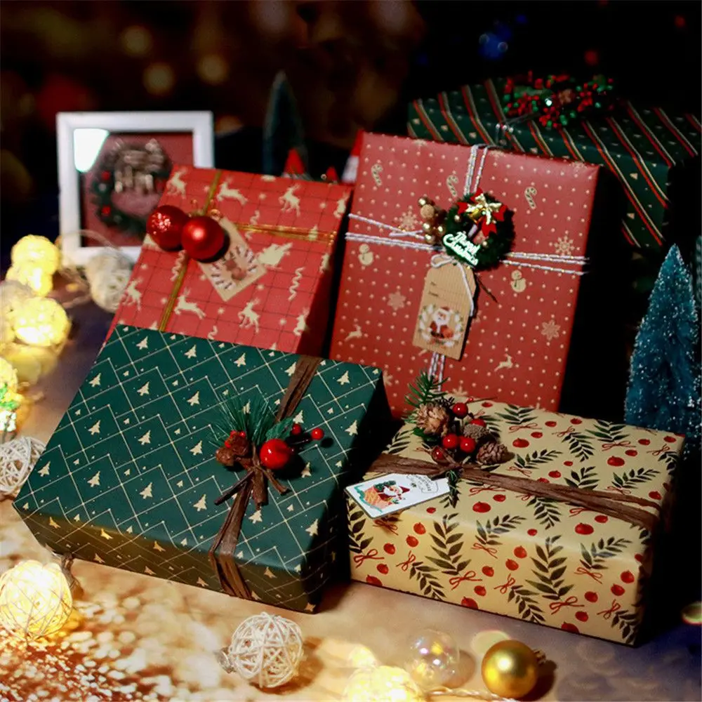 70*50cm Christmas Gift Wrapping Craft Paper Roll DIY New Year Favors Party Present Decoration Packing Supplies | Дом и сад