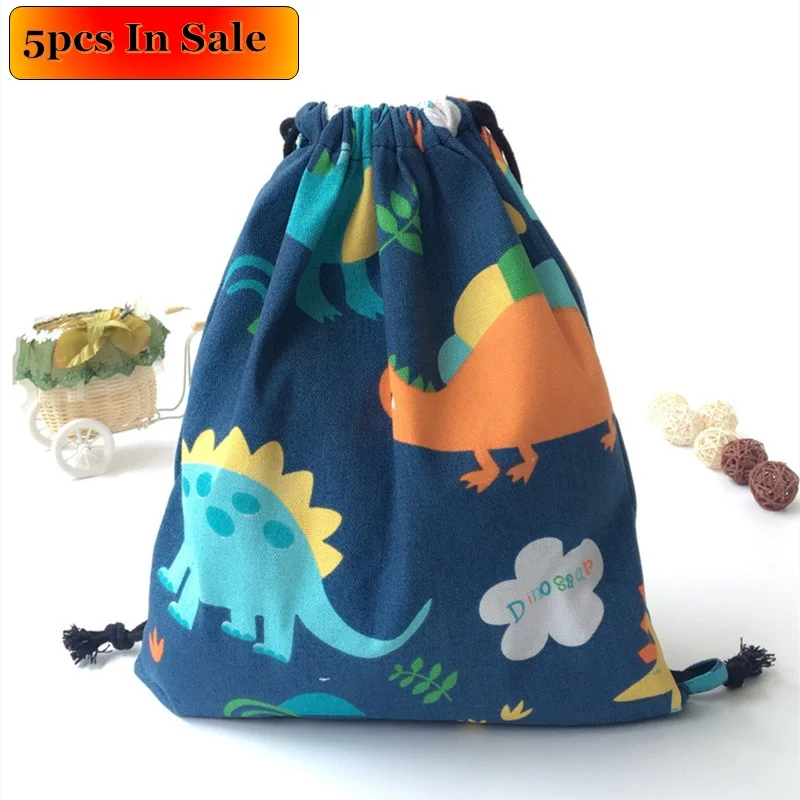 

Wholesale Drawstring Bag Cotton Fabric Travel Bag 5pcs In Sale Organizer Toiletry Bag Case Clothes Backpack Drawstring Backpack